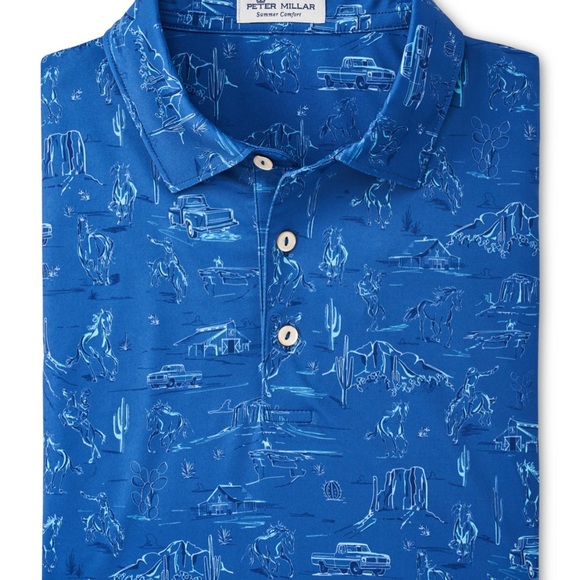 Peter Millar “Outlaw” Performance Jersey Polo Golf Shirt Sport Navy SMALL $110 - Picture 8 of 9